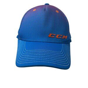 CCM Halftone Structured Flex Fitted Hat Cap S/M Hockey Equipment Blue Orange Dad